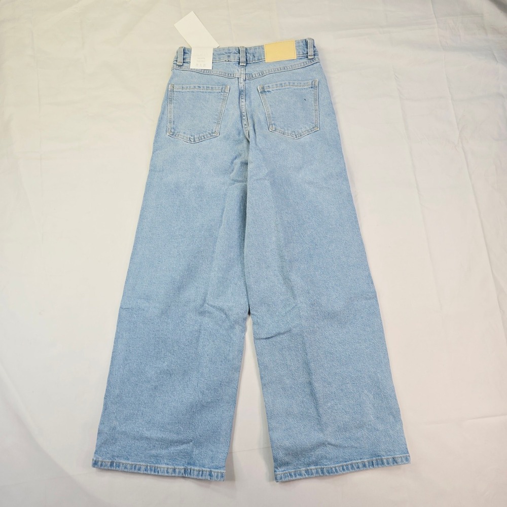 Zara Culotte Jeans Women's Size 0 Light Blue High Rise Wide Leg Denim - Picture 7 of 13